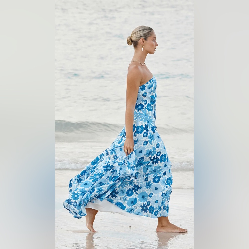 DISSH DRESS 💙 LORI BLOOM LINEN PANEL MIDI